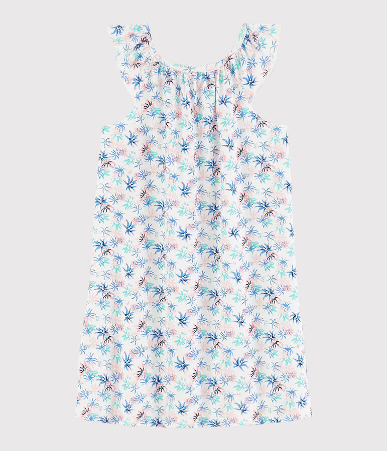 Chemise de nuit imprim&eacute; an&eacute;mones petite fille en coton fin blanc/multicouleur