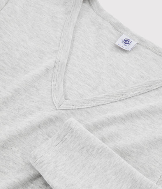 Iconisch katoenen Dames t-shirt met V-hals grijs BELUGA CHINE