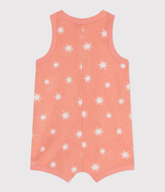 Combicourte bébé en coton éponge sans manches, imprimée soleils orange ABRICOT/ MARSHMALLOW