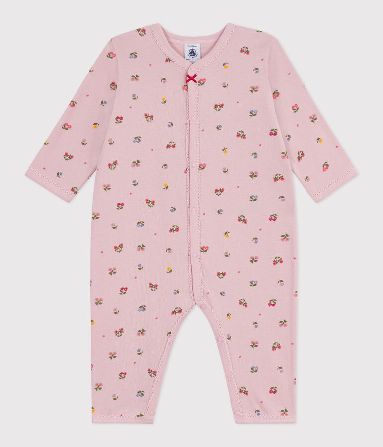 Pyjama b&eacute;b&eacute; en coton sans pieds imprim&eacute; fleuri rose/multicouleur