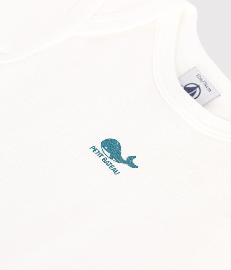 Body manches courtes en coton uni b&eacute;b&eacute; blanc
