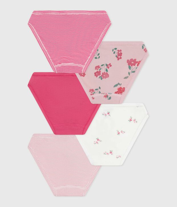 Lot de culottes enfant en coton imprim&eacute; fleurs multicouleur