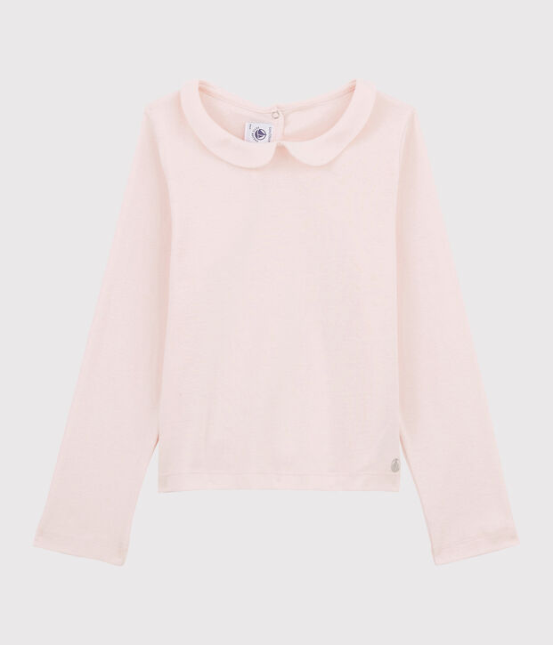 Tee-shirt manches longues en coton enfant fille rose clair