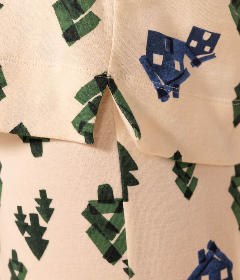 Damespyjama van katoen ecru/multicouleur