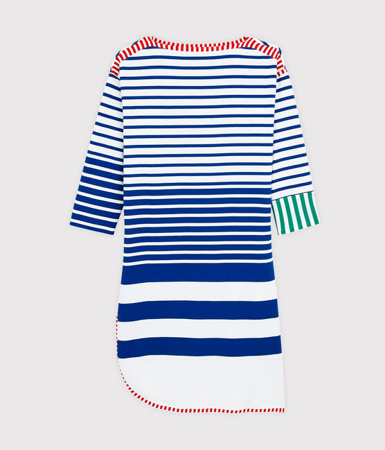 Robe réédition Hyères femme blanc LAIT/bleu SURF