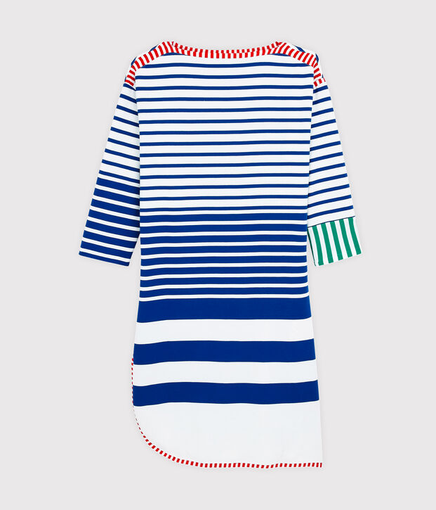 Nieuwe uitgave Hy&egrave;res jurk wit/blauw