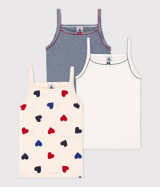 Lot de 3 chemises à bretelles coeur petite fille en coton variante 1