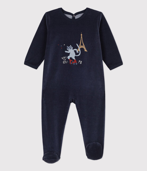 Dors-bien Paris b&eacute;b&eacute; en velours bleu marine