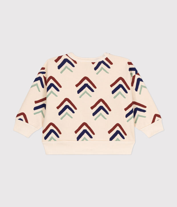 Fleece sweatshirt voor baby's ecru/blauw/multicouleur