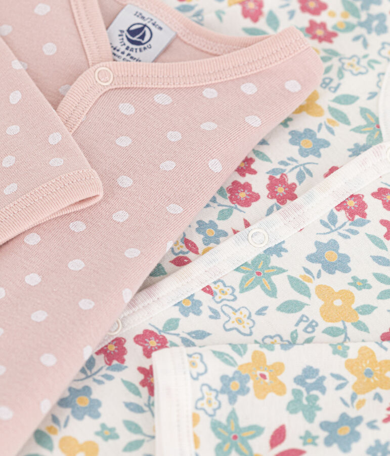 Set van 2 slaappakjes met bloemenprint en stippen in katoen voor baby's multicouleur