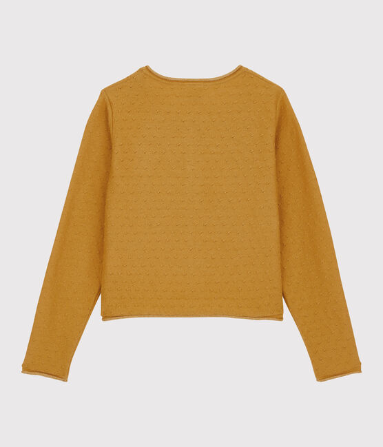 Meisjes cardigan van wol en katoen geel BOUDOR