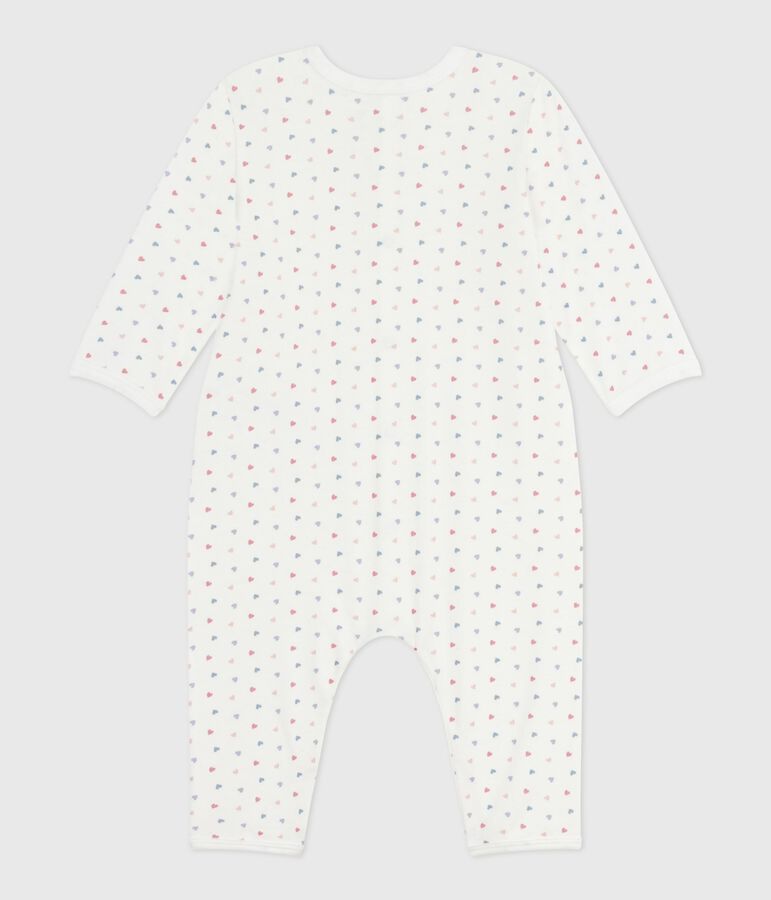 Pyjama b&eacute;b&eacute; sans pieds en coton imprim&eacute; blanc/bleu