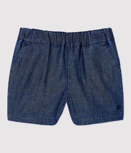 Short van licht biologisch denim voor baby's blauw DENIM