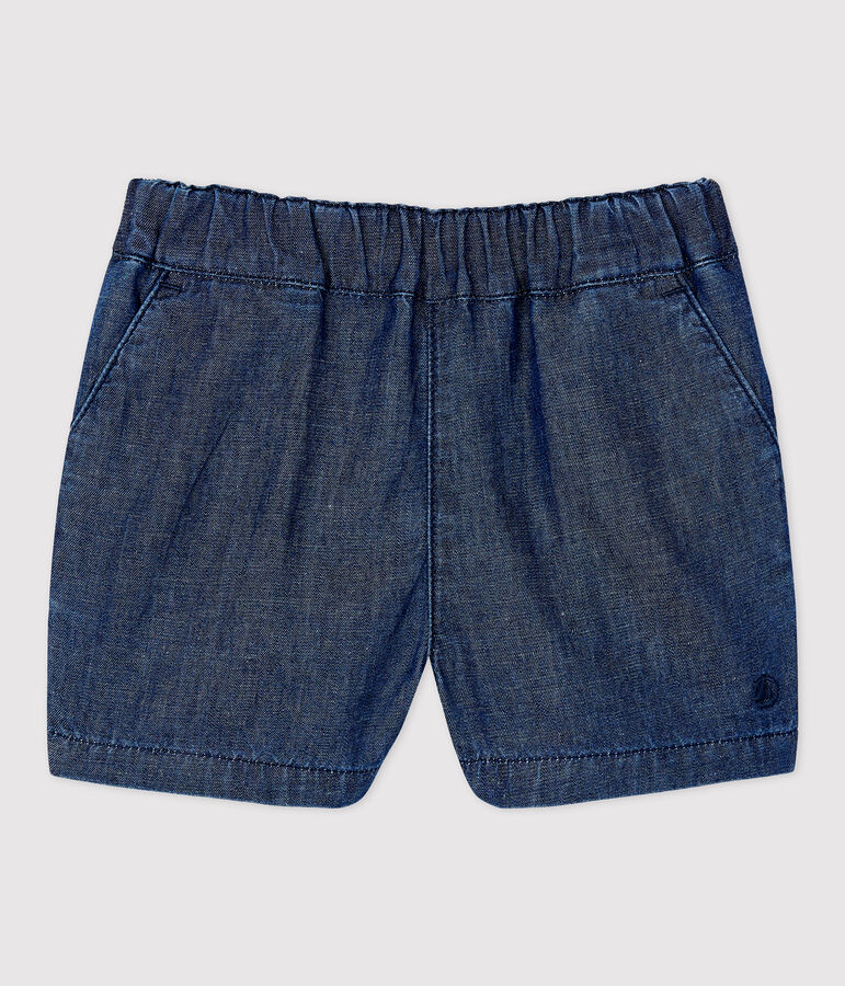 Short en denim l&eacute;ger bio b&eacute;b&eacute; bleu