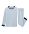 Pyjama garçon en côte bleu ACIER/blanc MARSHMALLOW