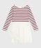 Robe enfant manches longues en coton et tulle rouge MILK/ AMARANTE