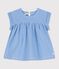 Blouse met korte mouwen van biologisch katoen voor baby's blauw BRASIER/grijs MARSHMALLOW