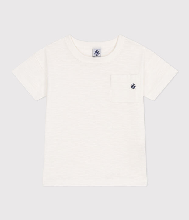 T-shirt van gevlamde jersey voor jongens wit