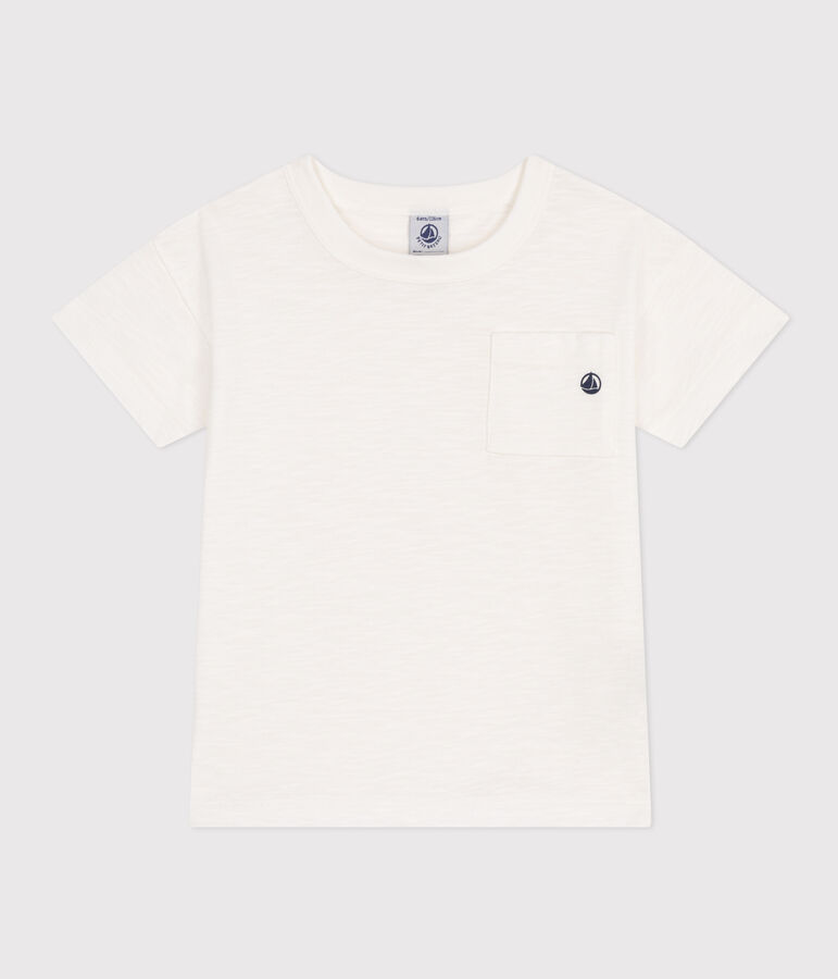 T-shirt van gevlamde jersey voor jongens wit