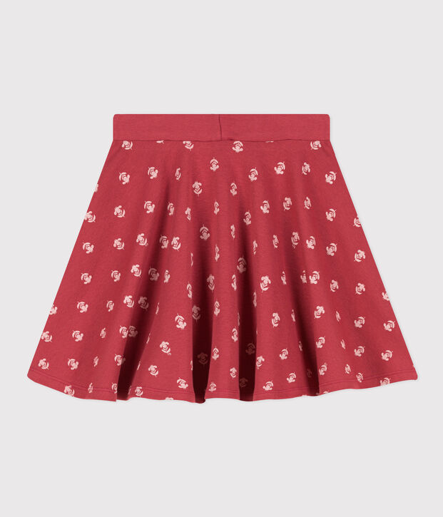 Jupe imprim&eacute;e en coton enfant fille rose/&eacute;cru