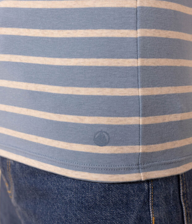 L'ICONIQUE, dames-T-shirt met ronde hals in katoen blauw/beige