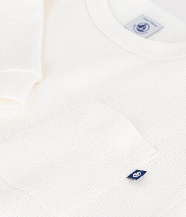 Tee-shirt enfant manches longues en coton uni blanc