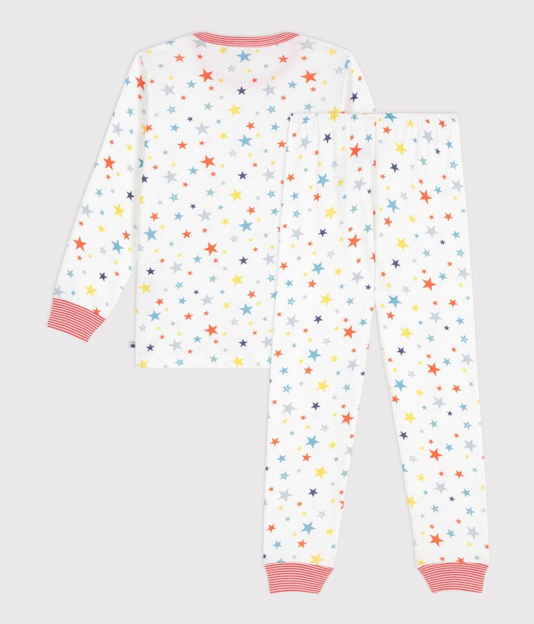 Katoenen kinderpyjama met sterrenprint wit/multicouleur