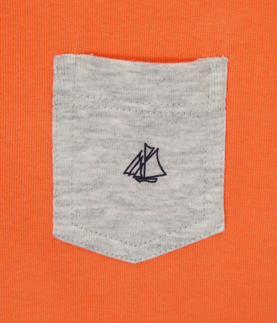 Jongens-T-shirt met borstzak oranje ORIENT