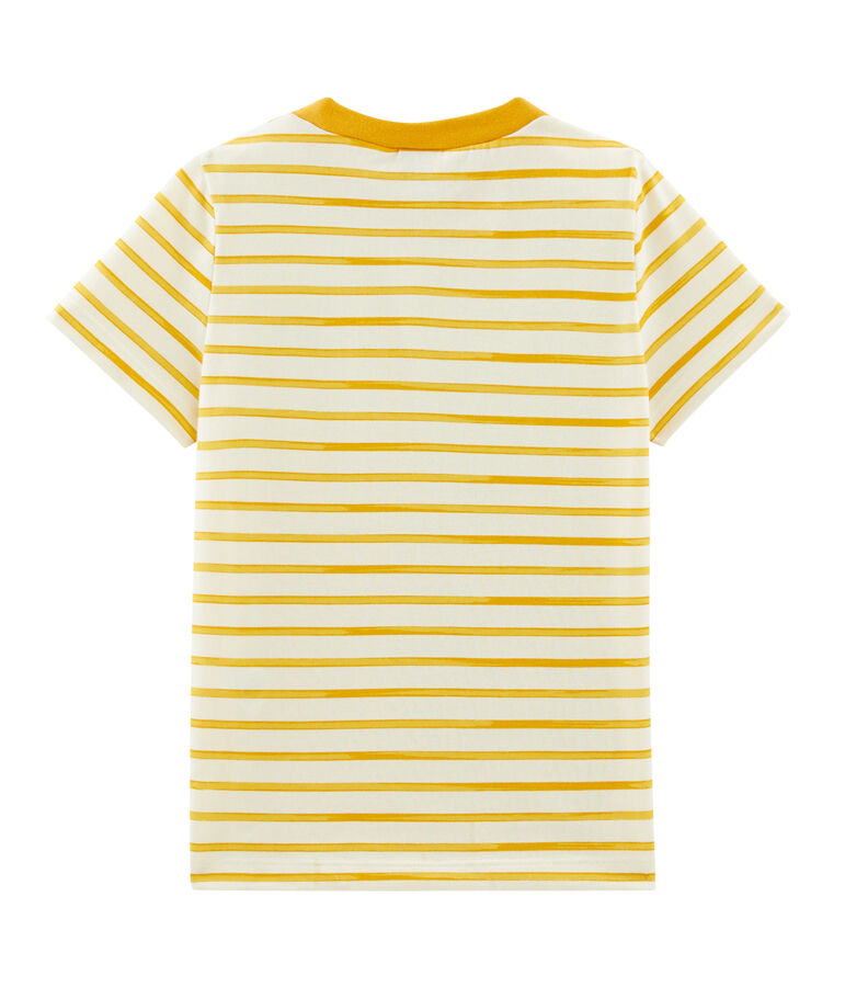 Tee-shirt manches courtes enfant gar&ccedil;on blanc/jaune