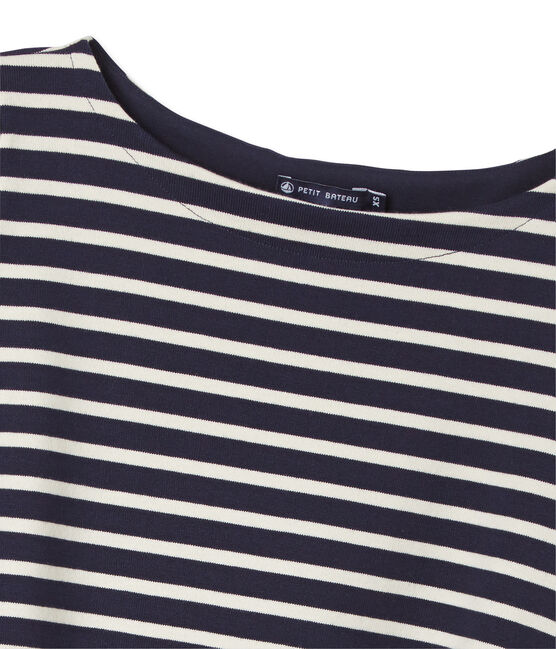 Top femme rayé en jersey lourd bleu SMOKING/beige COQUILLE