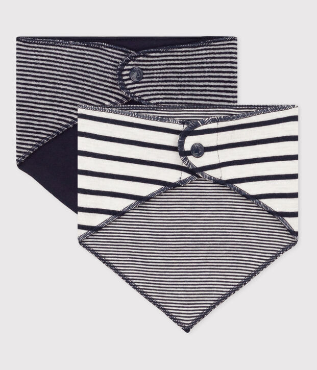 Lot de 2 bandanas-bavoirs b&eacute;b&eacute; &agrave; rayures multicouleur
