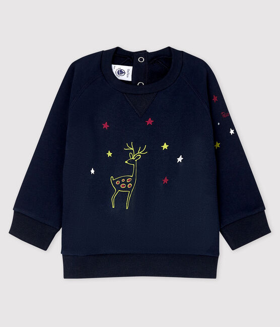 Sweatshirt van molton babyjongen blauw SMOKING