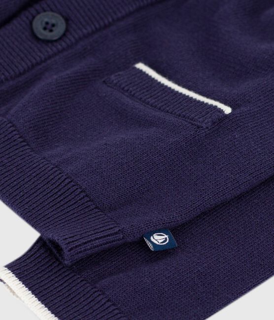 Cardigan bébé en coton uni bleu SOIR