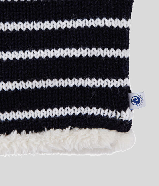 Snood voor jongens-meisjes blauw SMOKING/wit MARSHMALLOW