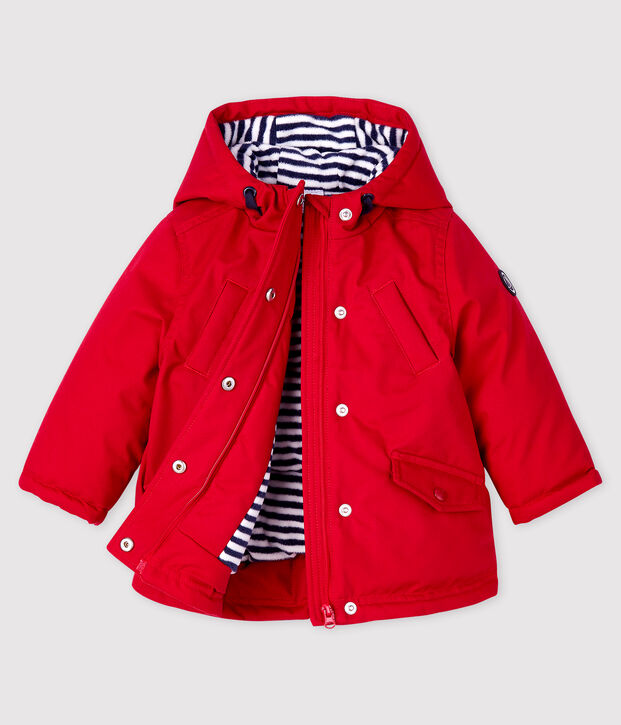 Halflange parka babyjongen rood
