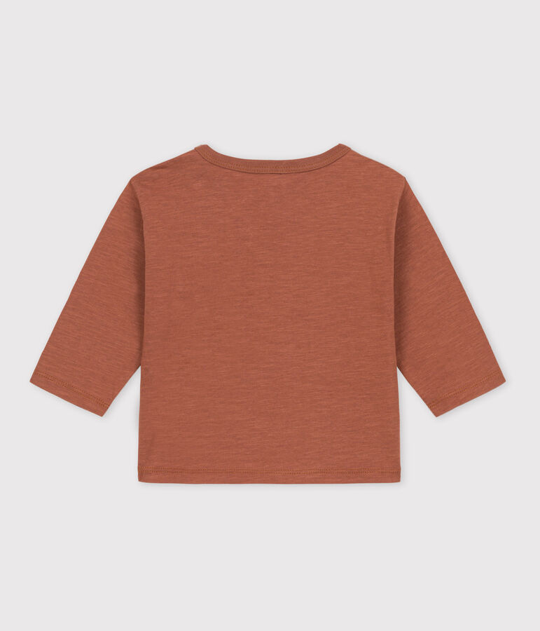 Tee-shirt manches longues b&eacute;b&eacute; en coton marron