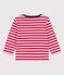 Gestreept T-shirt met lange mouwen in jersey voor baby's rood PEPS/wit MARSHMALLOW