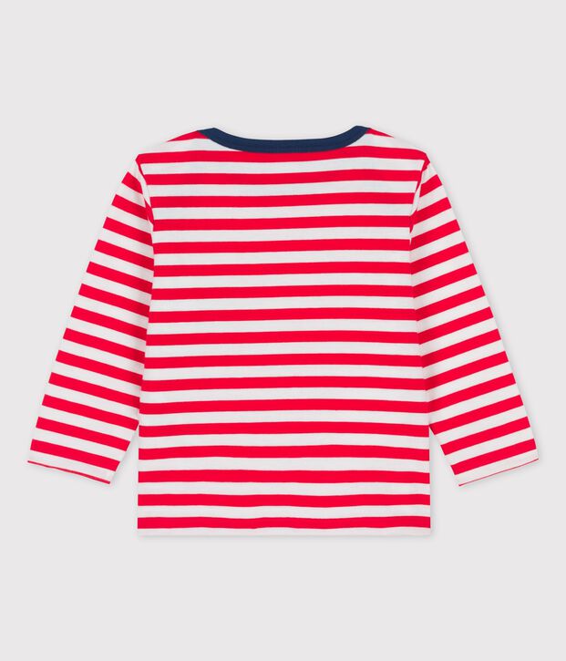 Gestreept T-shirt met lange mouwen in jersey voor baby's rood/wit