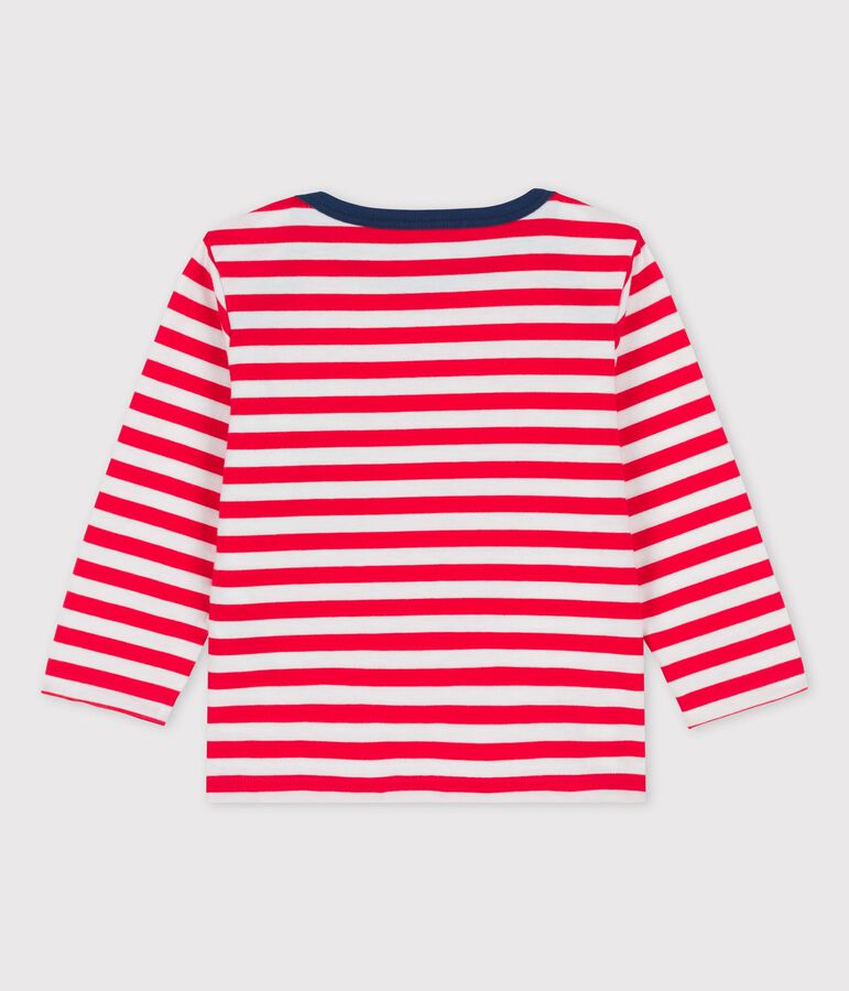 Tee-shirt manches longues ray&eacute; en jersey b&eacute;b&eacute; rouge/blanc