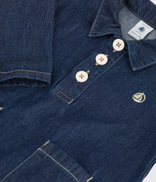 Robe manches longues b&eacute;b&eacute; en denim l&eacute;ger bleu