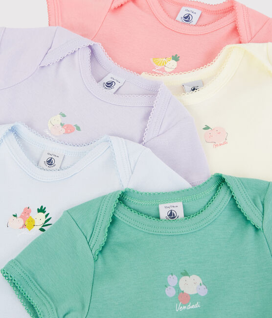 Lot de 5 bodies manches courtes fruités bébé fille variante 1