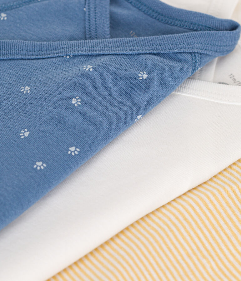 Set van 3 katoenen overslagbody's met lange mouw voor baby's multicouleur