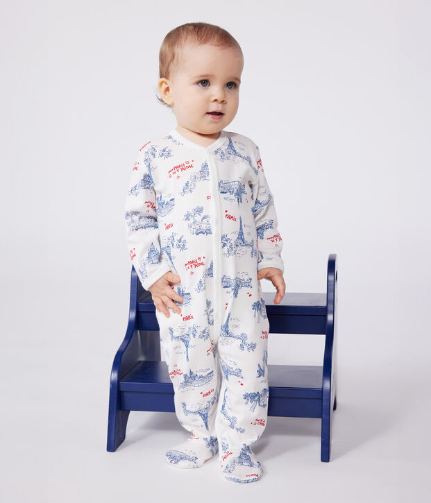 Pyjama b&eacute;b&eacute; en coton Paris blanc/multicouleur