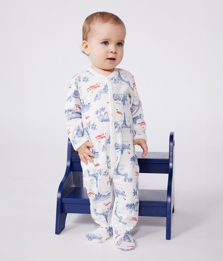 Katoenen babypyjama in het thema 'Parijs' wit/multicouleur
