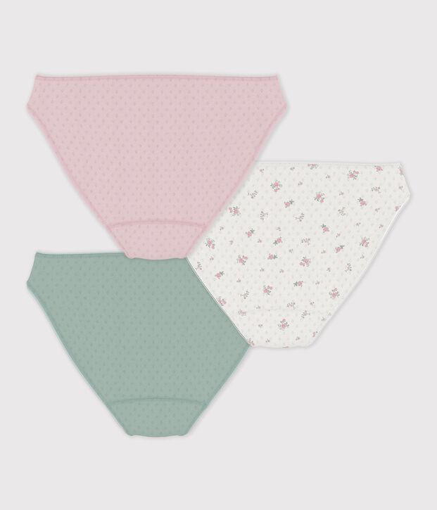 Setje met 3 damesslips van opengewerkt katoen multicouleur