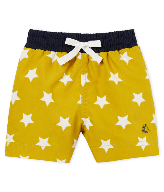 Strandshort met print voor babyjongens geel BAMBOO/wit MARSHMALLOW