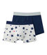 Set van 2 jongensboxershorts in stretchjersey: dessin + effen