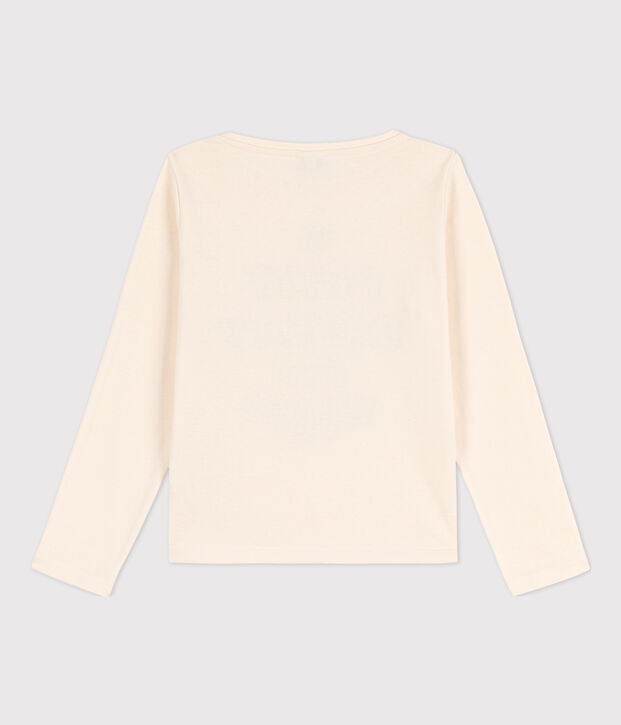 Tee-shirt manches longues en coton enfant fille / gar&ccedil;on &eacute;cru/bleu/multicouleur