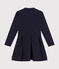 Meisjesjurk met lange mouwen in twee materialen blauw SMOKING