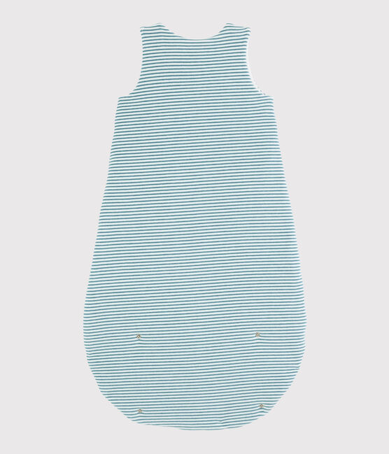 Gestreepte trappelzak van ribstof voor baby's wit MARSHMALLOW/ BRUME